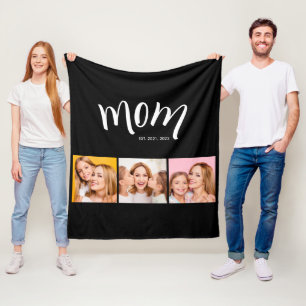 Manta Polar Collage de 3 fotos personalizadas para mamá e hijo