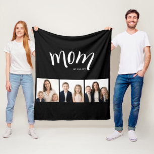 Manta Polar Collage de 3 fotos personalizadas para mamá y niño
