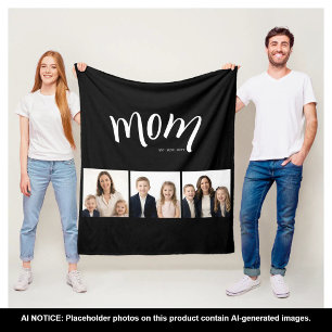 Manta Polar Collage de 3 fotos personalizadas para mamá y niño