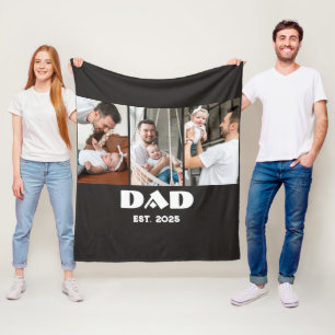 Manta Polar Collage de 3 fotos personalizadas para papá