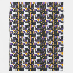 Manta Polar Collage de árbol de Navidad vintage