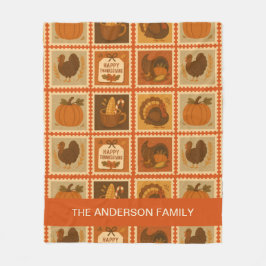 Manta Polar Collage de estampado de Acción de Gracias Cosy