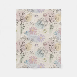 Manta Polar Collage de flores silvestres pastel – Geométrico f