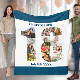 Manta Polar Collage de fotos 18.ª foto azul blanca