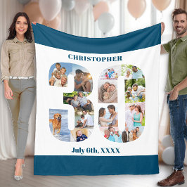 Manta Polar Collage de fotos 30.ª foto azul blanca