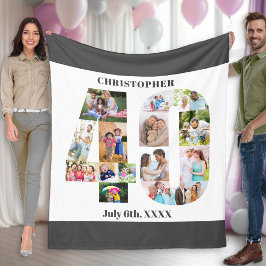 Manta Polar Collage de fotos 40.º Panorama Blanco Gris