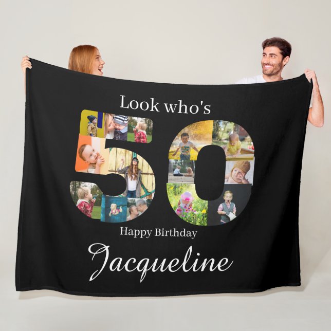 Manta Polar Collage de fotos 50.º cumpleaños (In situ)