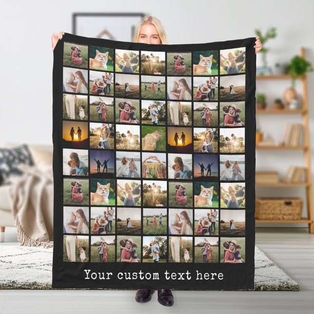 Manta Polar Collage de fotos 56 personalizado (Personalized 56 Photo Collage Fleece Blanket)