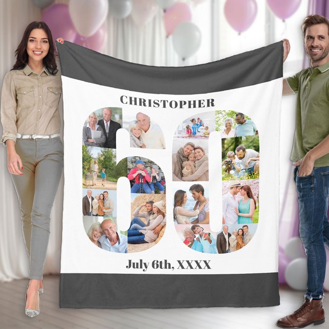 Manta Polar Collage de fotos 60.º Panorama Blanco Gris (Subido por el creador)