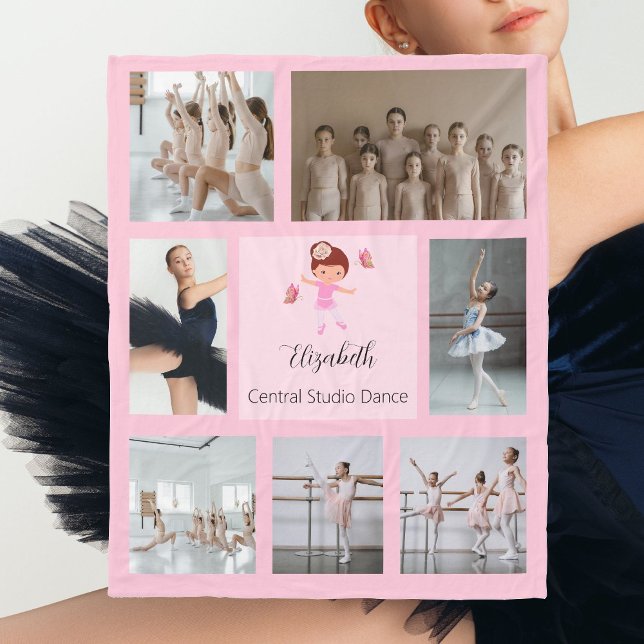 Manta Polar Collage de fotos Ballerina Butterfly (Ballerina Butterfly Photo Collage Fleece Blanket)