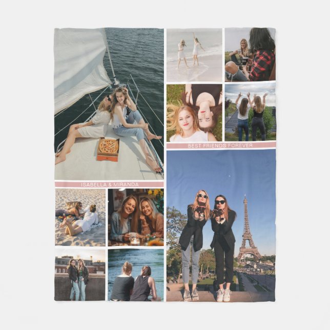 Manta Polar Collage de fotos Best Friends Besties 10 (Anverso)