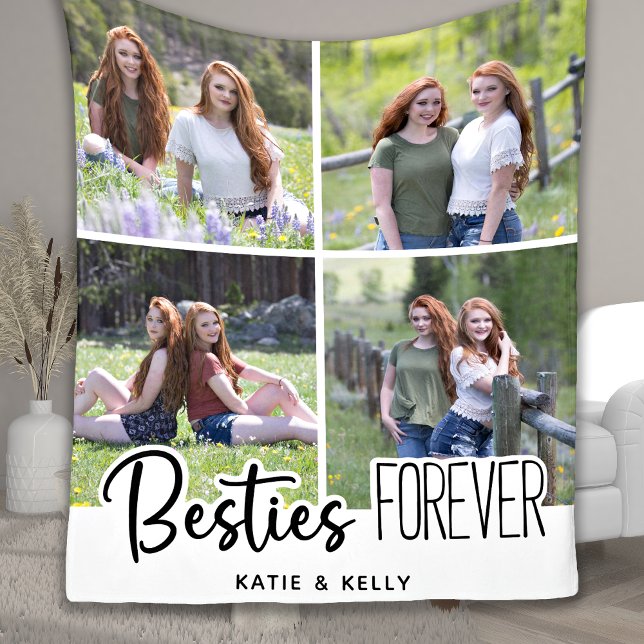 Manta Polar Collage de fotos Besties Friends Forever (Subido por el creador)
