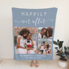 Manta Polar Collage de fotos boda Dusty Blue