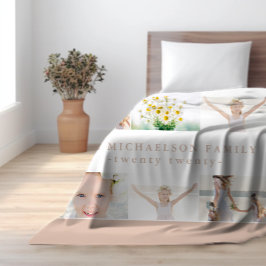 Manta Polar Collage de fotos clásico con monograma y año