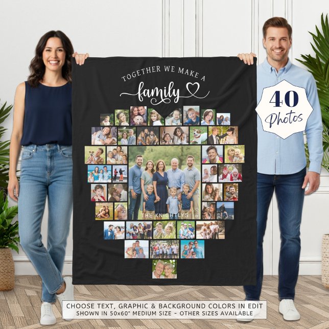 Manta Polar Collage de fotos Corazón Juntos Hacemos Una Famili (Subido por el creador)