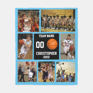 Manta Polar collage de fotos de baloncesto Sky blue