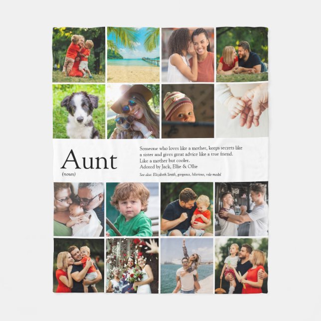 Manta Polar Collage de fotos de comillas de definición de tía  (Anverso)