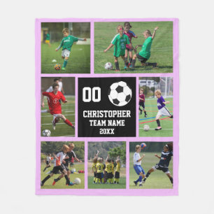 Manta Polar Collage de fotos de fútbol morado