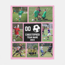 Collage de fotos de fútbol rosa