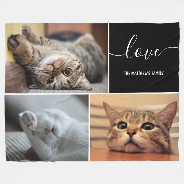 Manta Polar collage de fotos de gatos pequeños personalizado  (Frente (Horizontal))