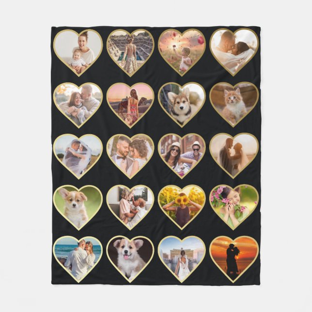 Manta Polar Collage de fotos de Golden Heart personalizado 20 (Anverso)