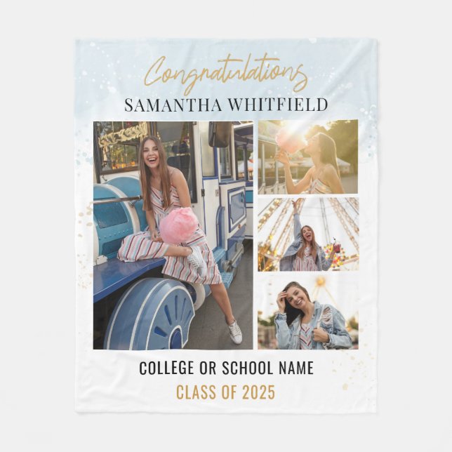 Manta Polar Collage de fotos de Graduación Moderna 2025 Keepsa (Anverso)