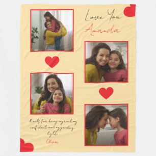 Manta Polar Collage de fotos de hermanos de corazones rojos mo