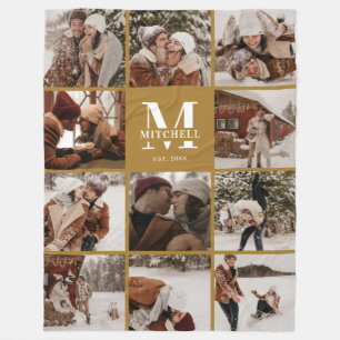 Manta Polar Collage de fotos de Instagram   Boho Mustard Monog