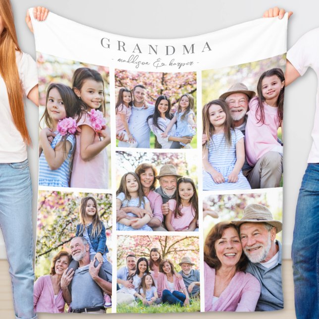 Manta Polar Collage de fotos de la abuela (Grandma Photo Collage Fleece Blanket )