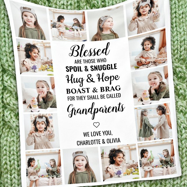 Manta Polar Collage de fotos de los abuelos (Subido por el creador)