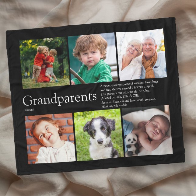 Manta Polar Collage de fotos de los abuelos (Grandparents Photo Collage Fleece Blanket)