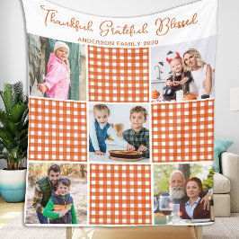 Manta Polar Collage de fotos de Naranja personalizado Plaid Pl