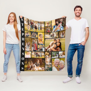Manta Polar Collage de fotos de nombre único familiar 20 simpl