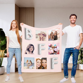 Manta Polar Collage de fotos de oro de rosa de color negro