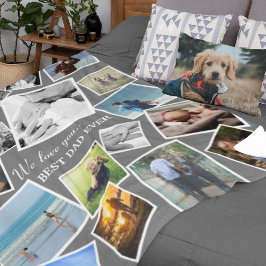 Manta Polar Collage de fotos de papá personalizado de 17 | Día
