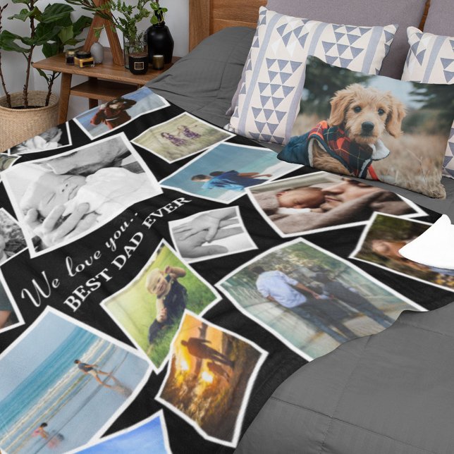 Manta Polar Collage de fotos de papá personalizado de 17 | Día (Subido por el creador)