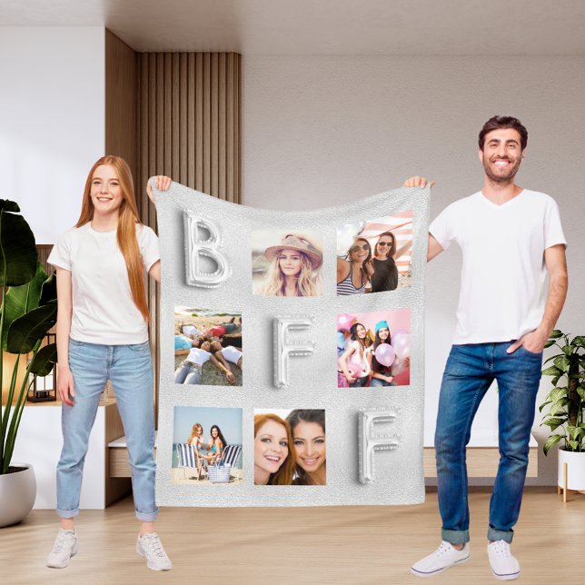 Manta Polar collage de fotos de plata de los mejores amigos (Subido por el creador)