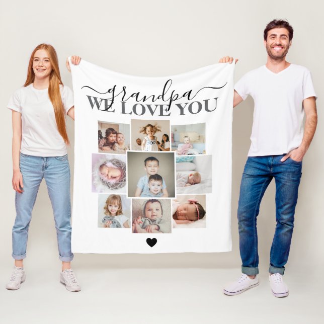 Manta Polar Collage de fotos de texto y foto personalizado 9 (In situ)