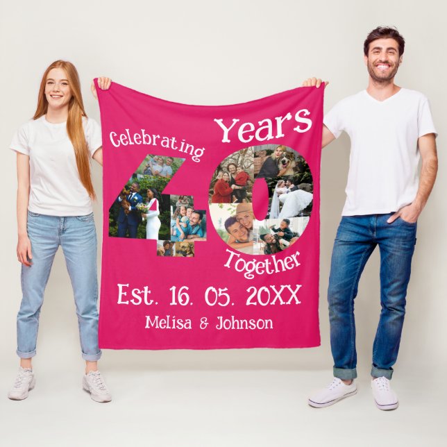 Manta Polar Collage de fotos del 40º aniversario del Boda Rojo (In situ)