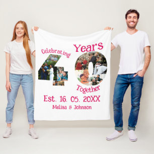 Manta Polar Collage de fotos del 40º aniversario del Boda Rojo