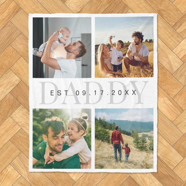 Manta Polar Collage de fotos del Día del Padre Moderno (Subido por el creador)