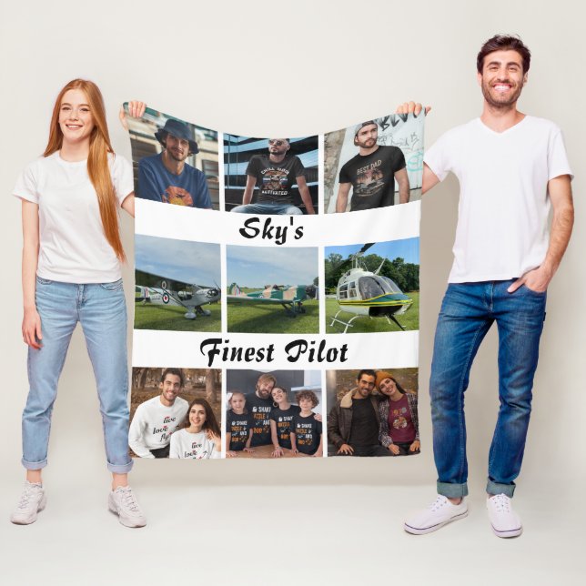 Manta Polar Collage de fotos "El mejor piloto del cielo" moder (In situ)