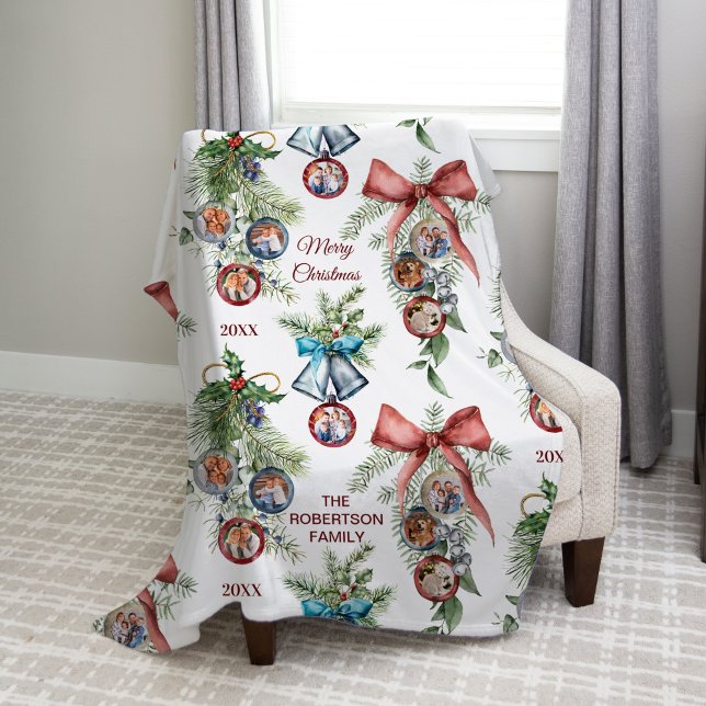 Manta Polar Collage de fotos elegante de la familia Navidades (Subido por el creador)