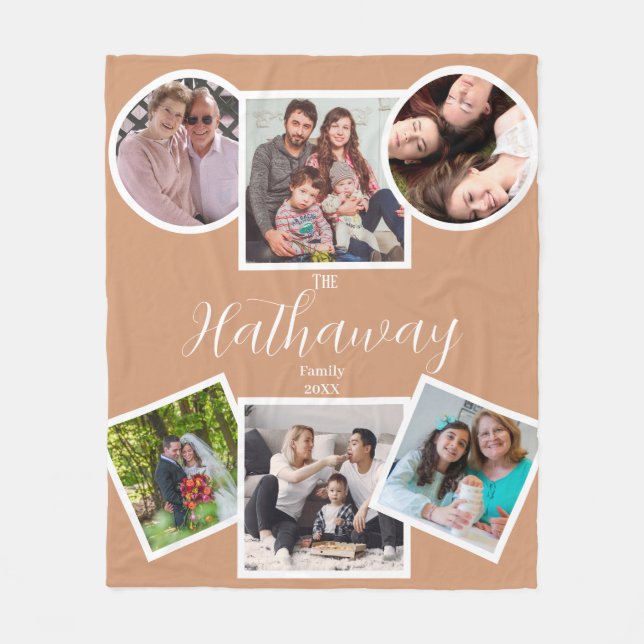 Manta Polar Collage de fotos Familia Recuerdos Boho Moderno Es (Anverso)