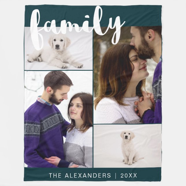 Manta Polar Collage de fotos familiar (Anverso)