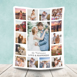 Manta Polar Collage de fotos familiar 15 imágenes + Nombre bla