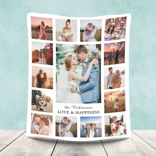 Manta Polar Collage de fotos familiar 15 imágenes + Nombre bla (Subido por el creador)