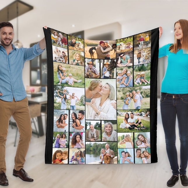 Manta Polar Collage de fotos familiar 31 Imagen negra (Subido por el creador)