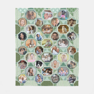 Manta Polar Collage de fotos Familiar Aspecto De Pelo Verde 35