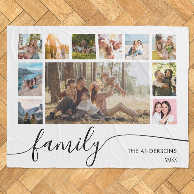 Manta Polar Collage de fotos familiar moderno y sencillo (Subido por el creador)